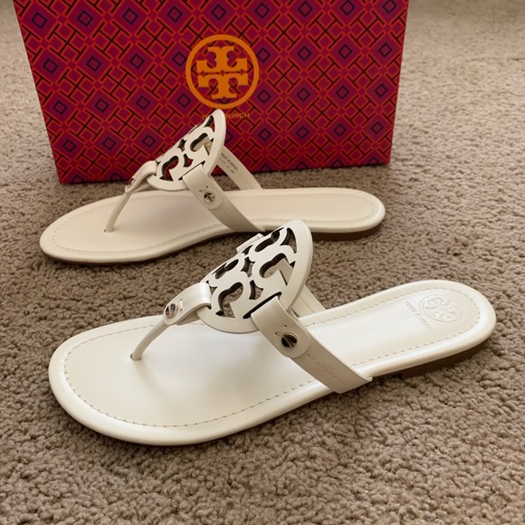 NEW 9 Tory Burch Leather Miller Sandals Bleach - Picture 7 of 12